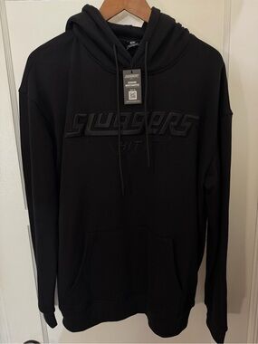 Sluggers Hit Cannabis Brand Black Logo, Embossed Hoodie Sweatshirt